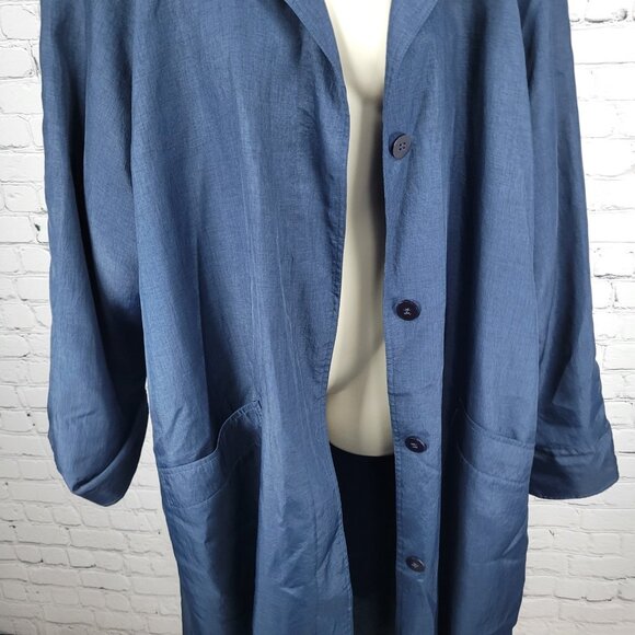 VTG Komitor Navy Buttoned Removable Liner Pockets Trench Coat 20W - Picture 13 of 16